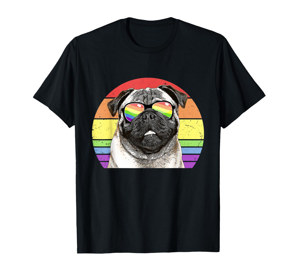 Lgbtq Pug Dog Rainbow Love Pride T-Shirt - Casual Everyday Wear Unisex - T-Shirt, Sweatshirt, Hoodie