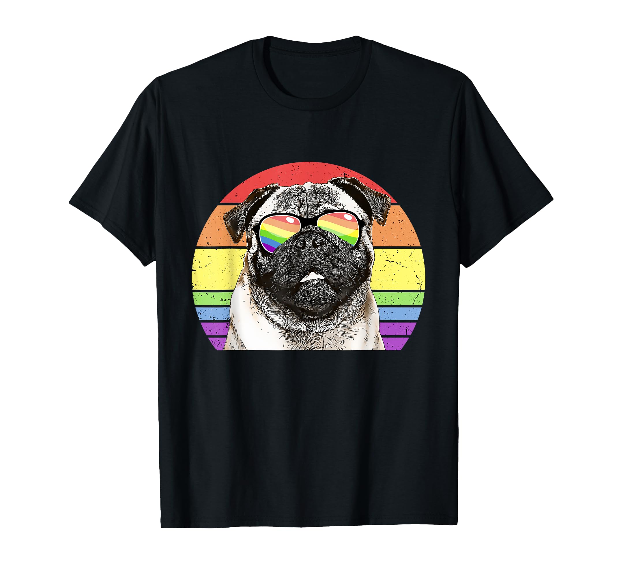 Lgbtq Pug Dog Rainbow Love Pride T-Shirt - Casual Everyday Wear Unisex - T-Shirt, Sweatshirt, Hoodie