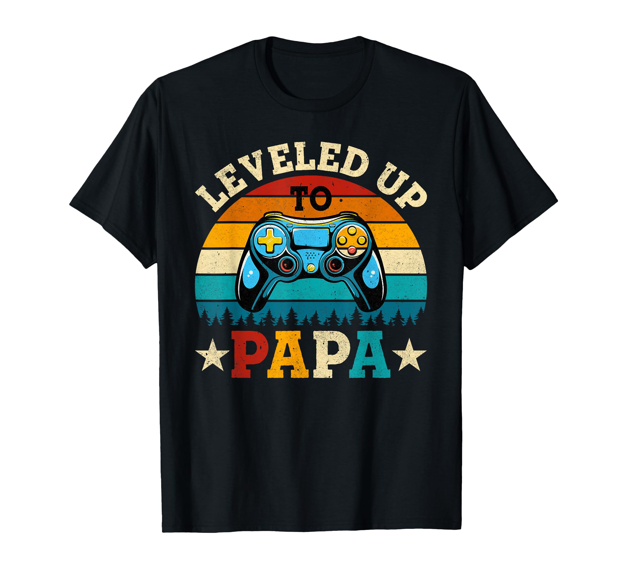 Leveled Up To Papa Gaming Gamer Dad T-Shirt - Custom Art Print Men Women - T-Shirt, Sweatshirt, Hoodie