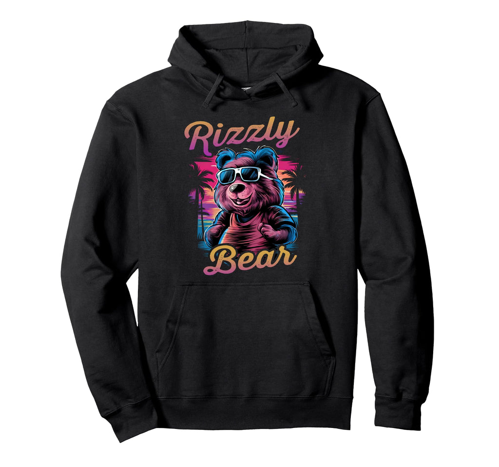 Rizzly Bear Synthwave Retrowave Hoodie - Trendy Graphic for Adults - T-Shirt, Sweatshirt, Hoodie