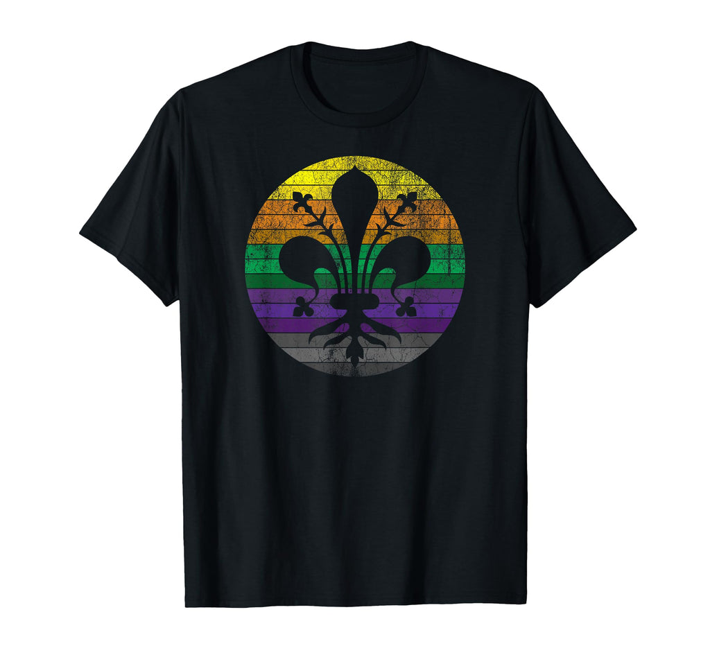 Mardi Gras Fleur De Lis Distressed T-Shirt - Novelty Apparel for Adults - T-Shirt, Sweatshirt, Hoodie