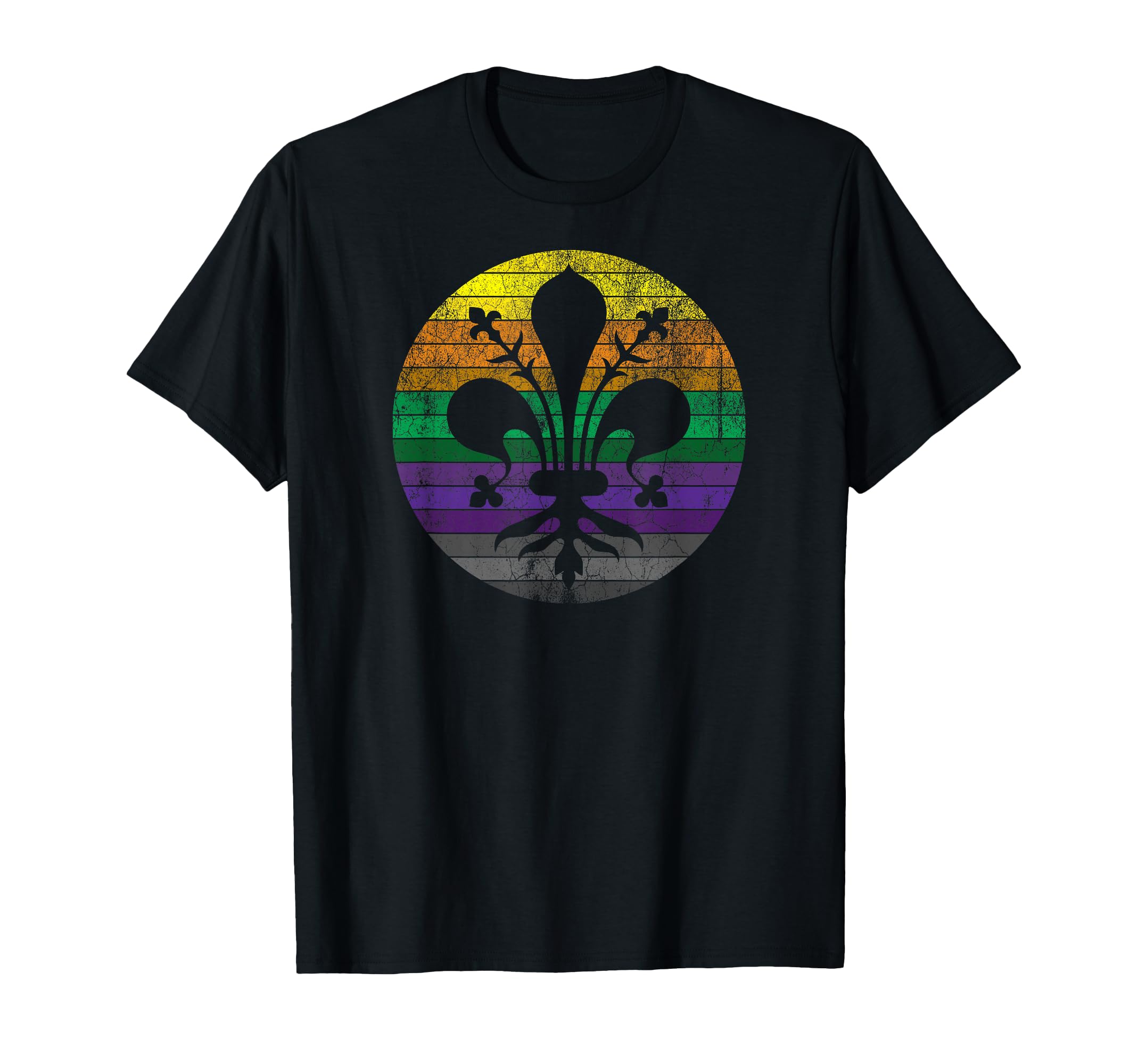 Mardi Gras Fleur De Lis Distressed T-Shirt - Novelty Apparel for Adults - T-Shirt, Sweatshirt, Hoodie