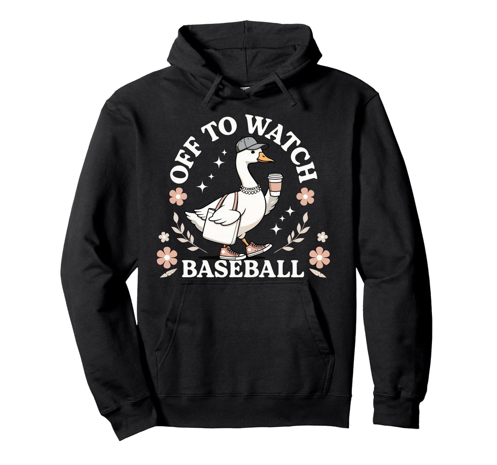 Off To Watch Baseball Goose Goose Hoodie - Custom Art Print Unisex - T-Shirt, Sweatshirt, Hoodie