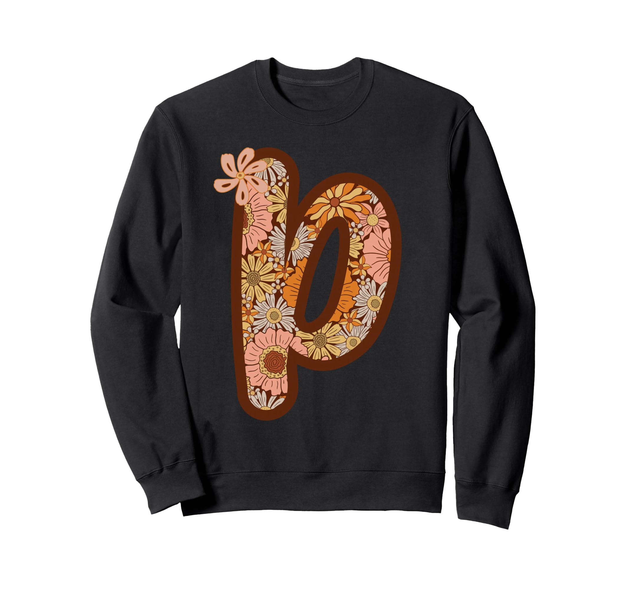 Floral Letter P Boho Botanical Sweatshirt - Fun Novelty Design Men Women - T-Shirt, Sweatshirt, Hoodie