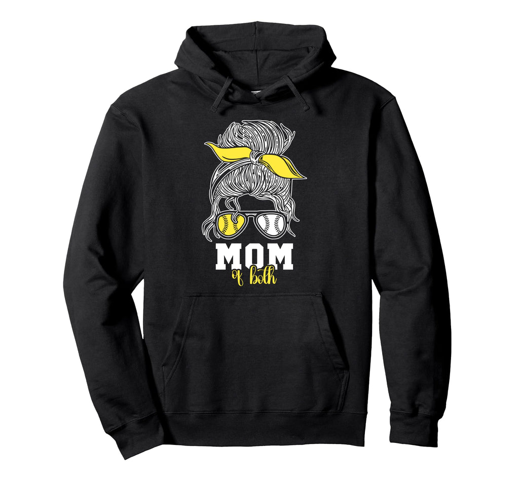 Mom Both Softball Baseball Player Mothers Hoodie - Trendy Graphic Unisex - T-Shirt, Sweatshirt, Hoodie