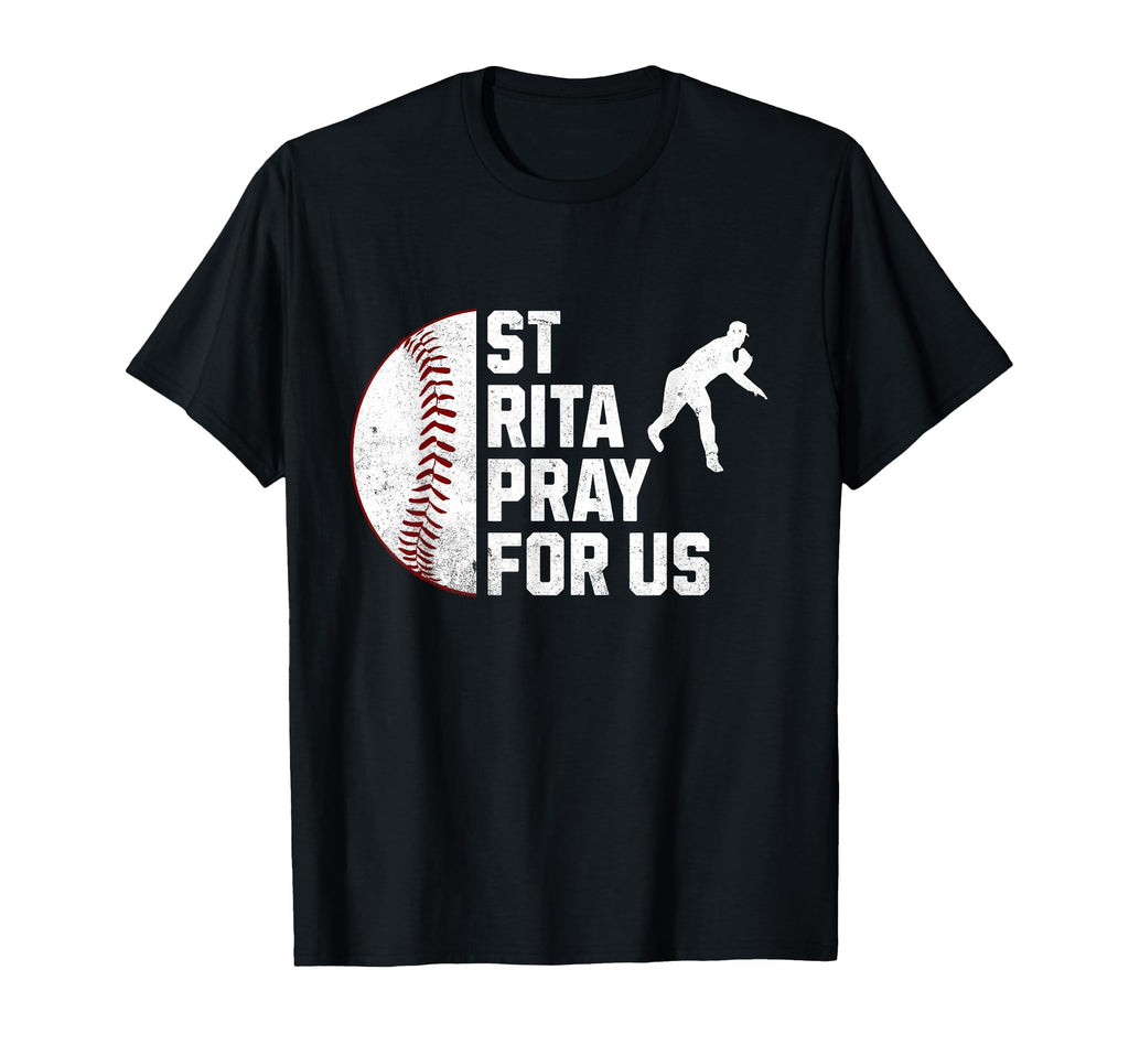 St Rita Cascia Pray Us Baseball T-Shirt - Minimalist Print Men Women - T-Shirt, Sweatshirt, Hoodie