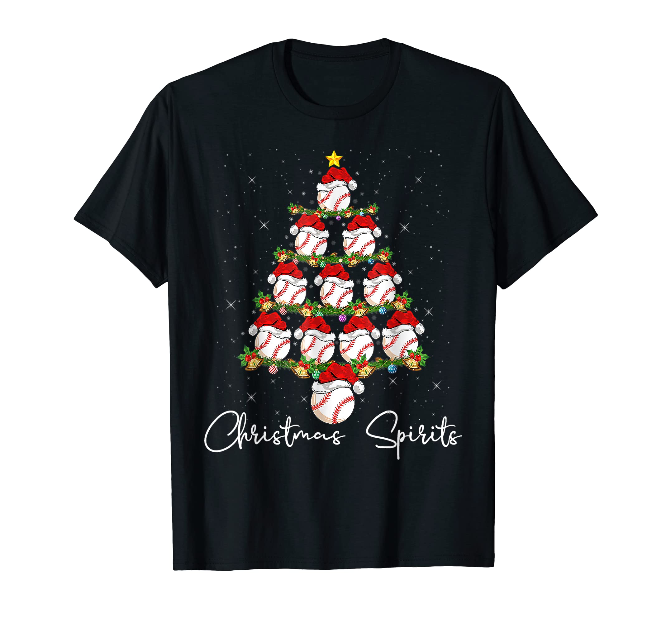 Spirits Baseball Lover Snow Pine Tree T-Shirt - Novelty Apparel Men Women - T-Shirt, Sweatshirt, Hoodie
