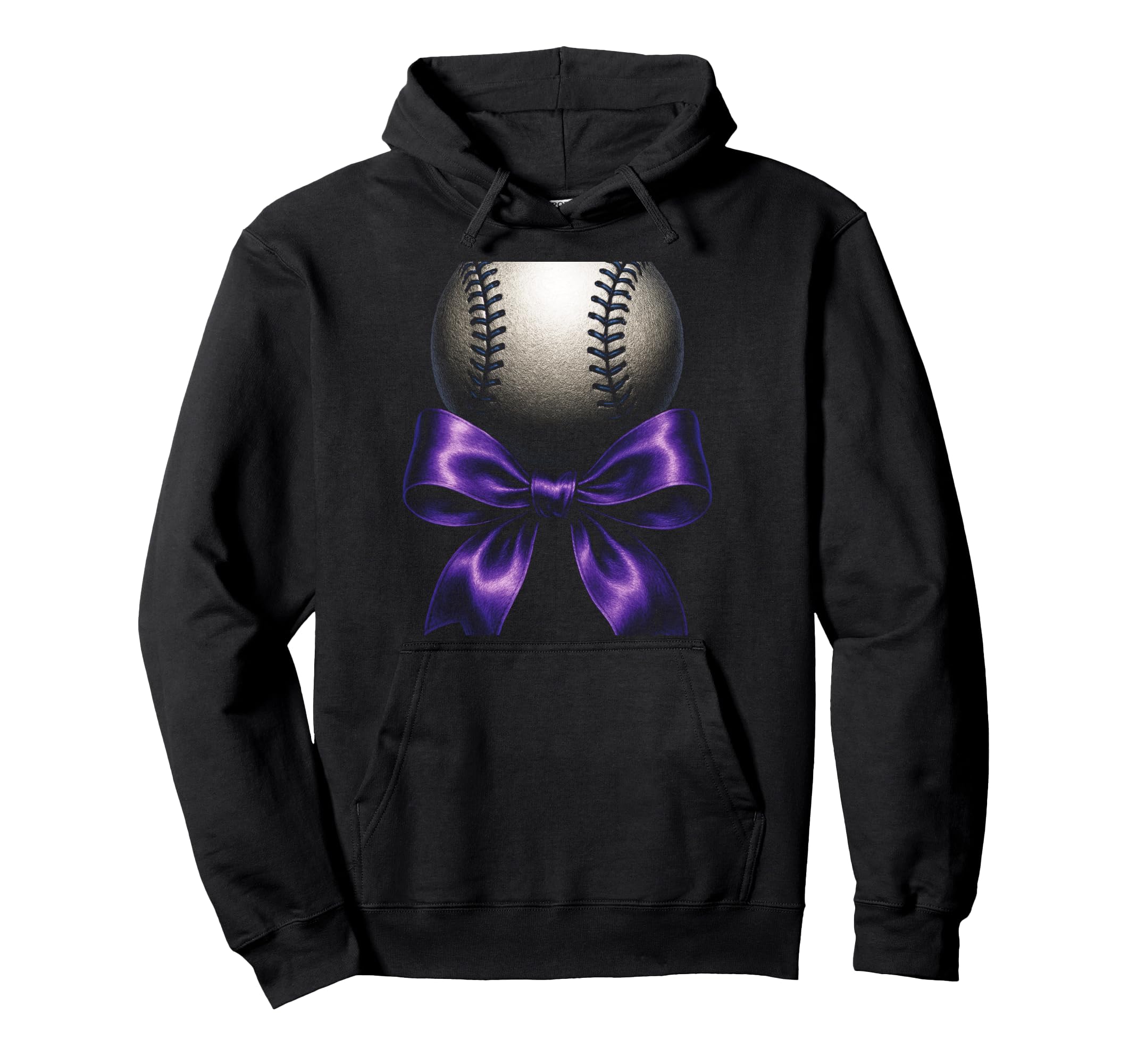 Baseball Mama Purple Bow Sport Festive Hoodie - Trendy Graphic Unisex - T-Shirt, Sweatshirt, Hoodie