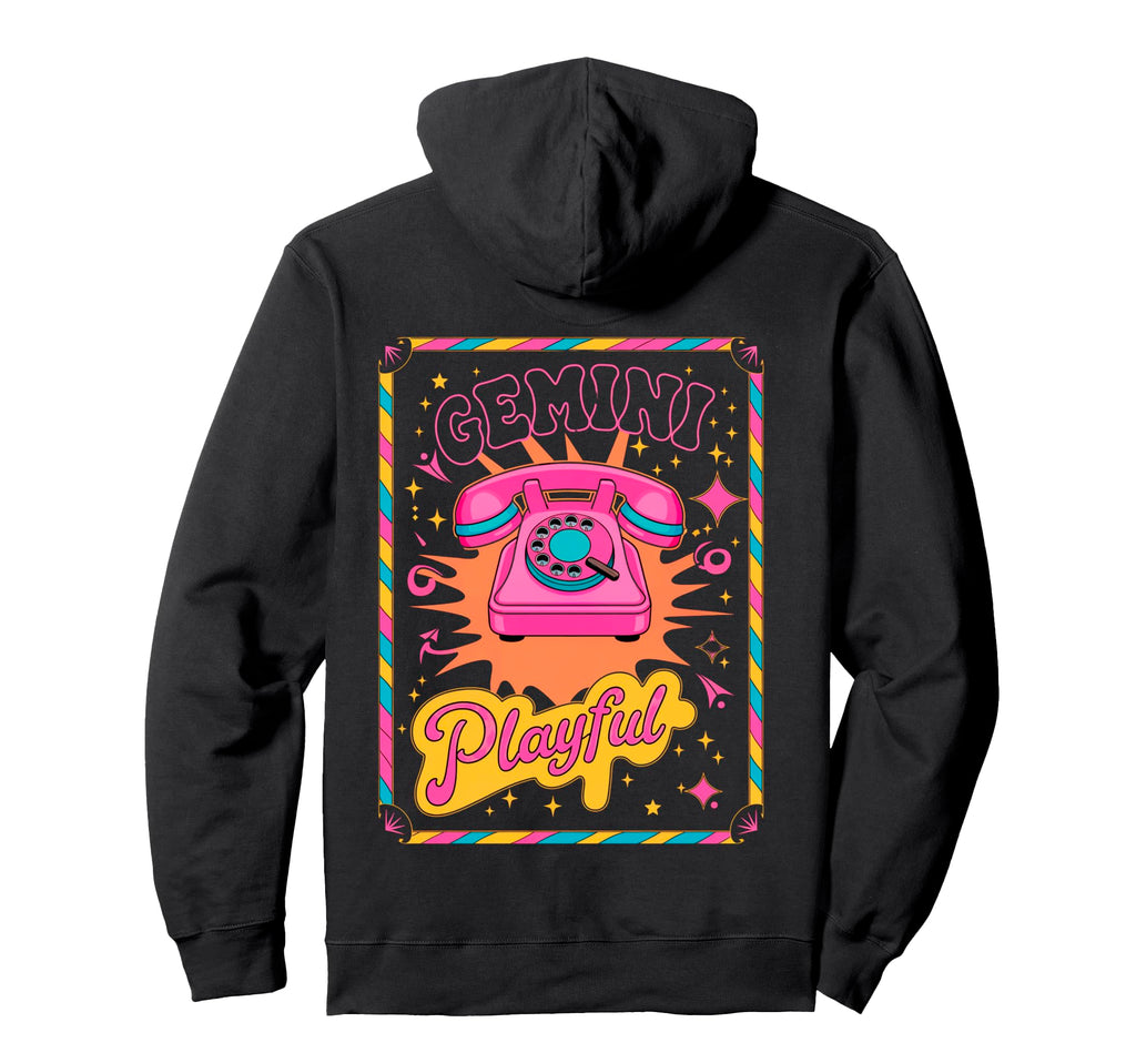 Gemini Playful Boho Phone Zodiac Sign Hoodie - Novelty Apparel Men Women - T-Shirt, Sweatshirt, Hoodie