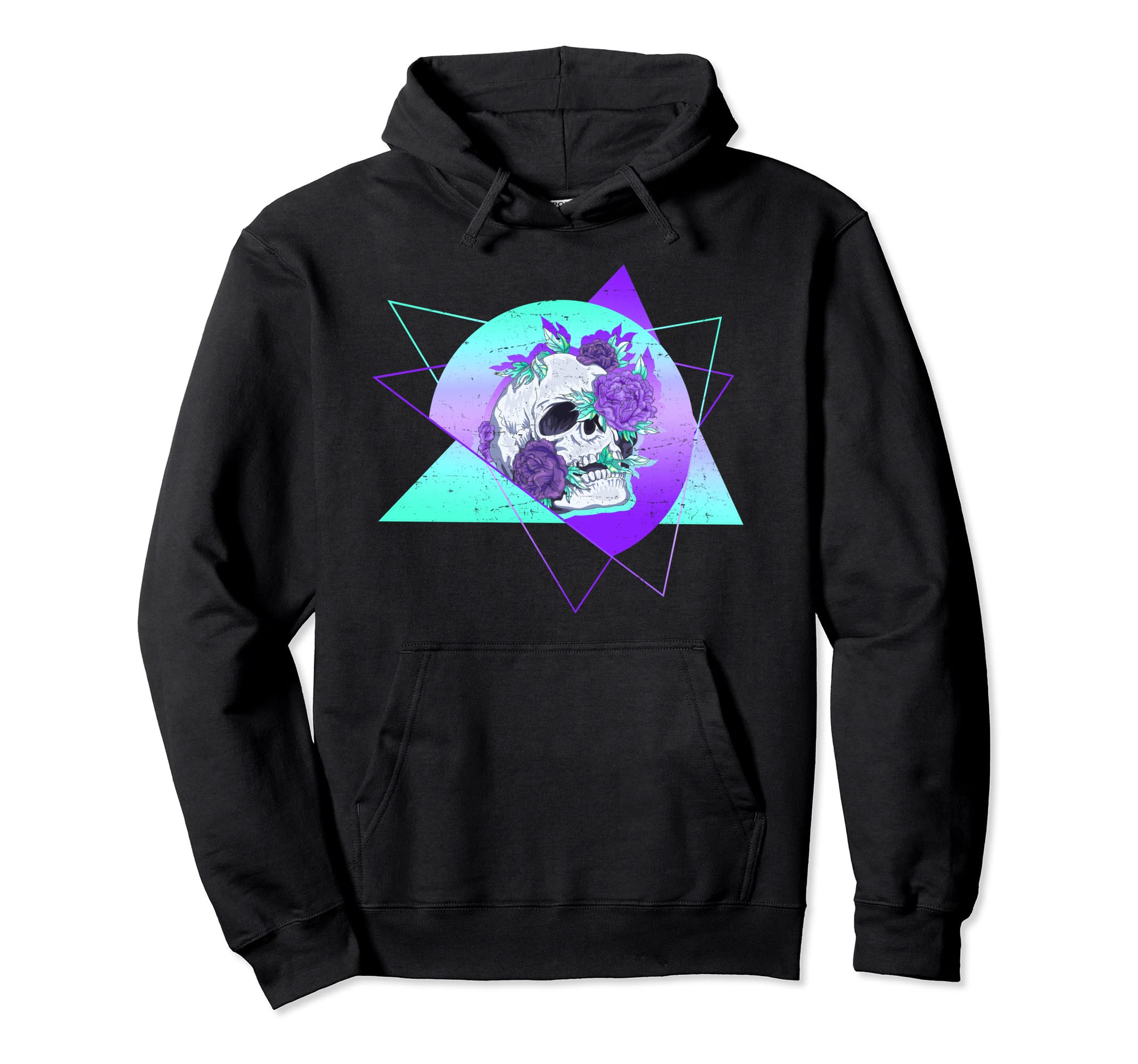 Skull Flowers Vaporwave Hoodie - Streetwear Style for Adults - T-Shirt, Sweatshirt, Hoodie