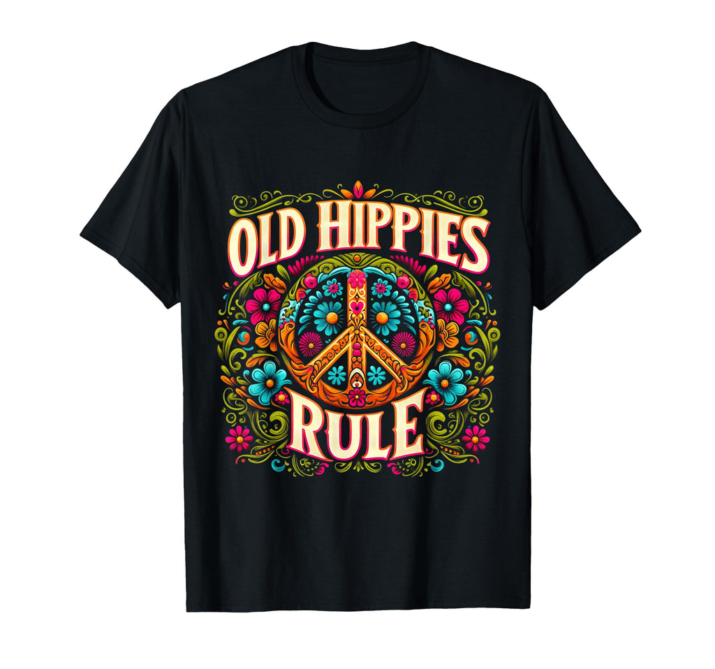 Old Hippies Rule 60S 70S Hippie T-Shirt - Minimalist Print Men Women - T-Shirt, Sweatshirt, Hoodie
