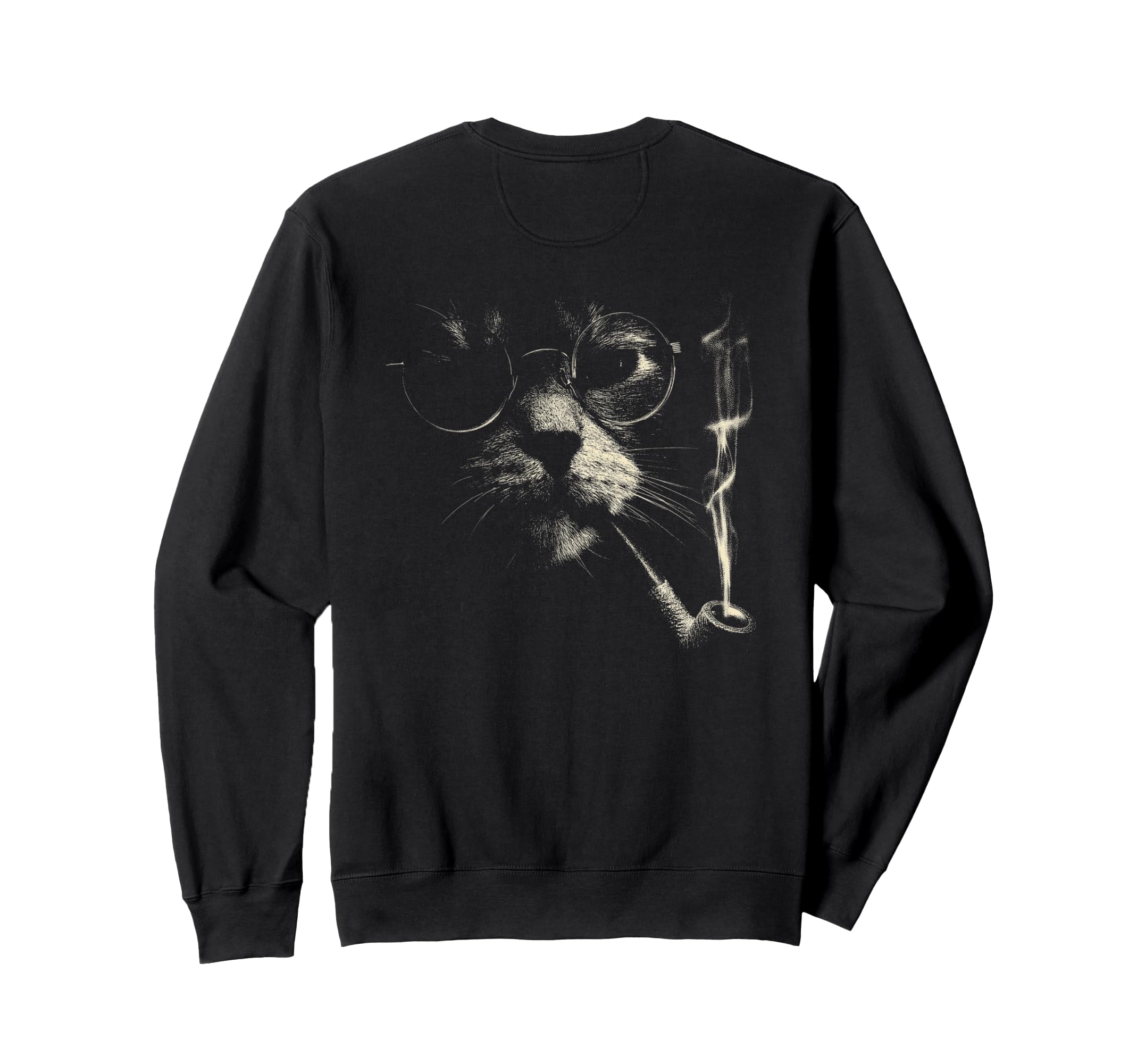 Cat Smoking Pipe Glasses Meme Grunge Sweatshirt - Trendy Graphic Men Women - T-Shirt, Sweatshirt, Hoodie