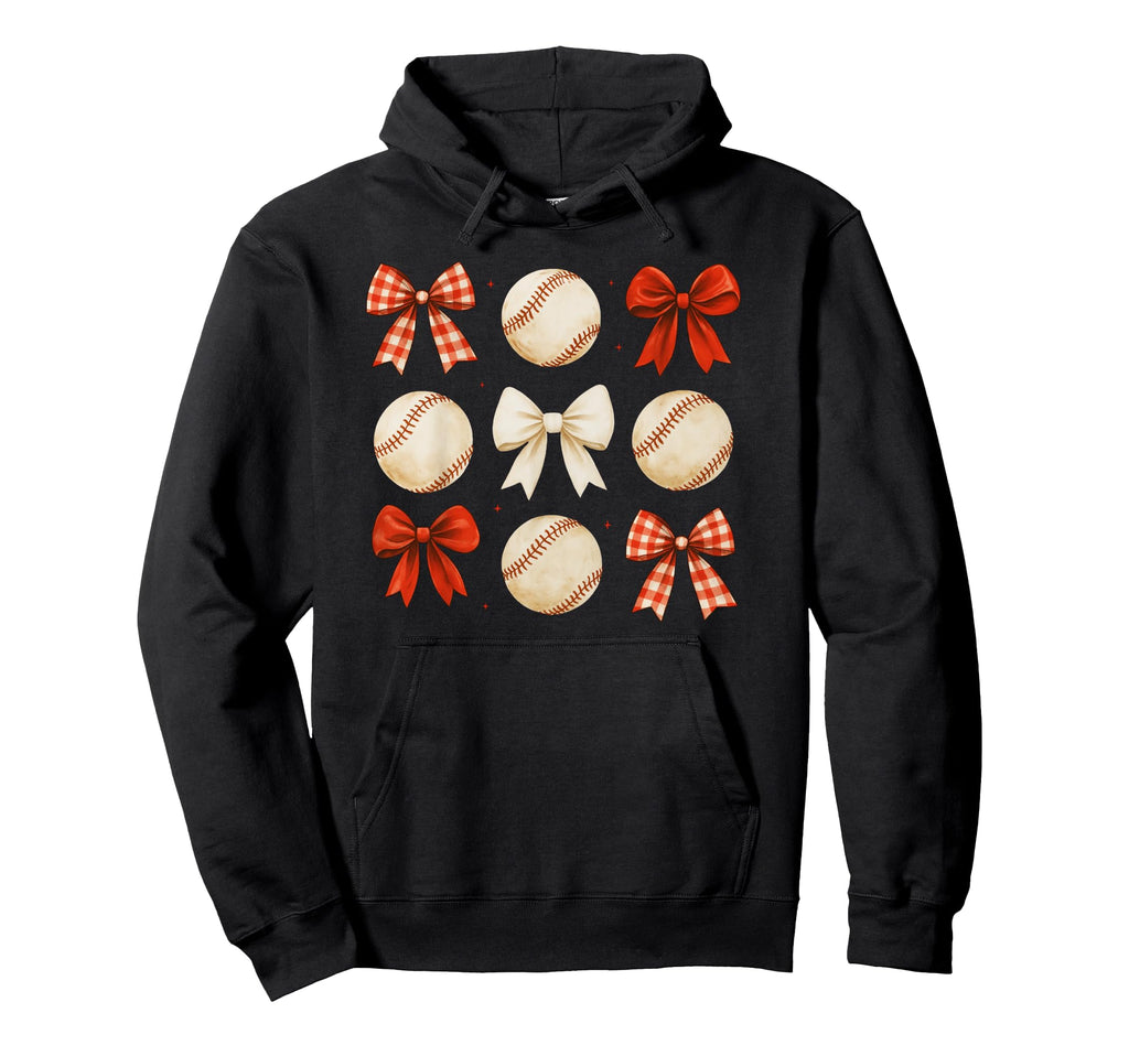 Coquette Bow Baseball Game Day Cheer Mom Hoodie - Minimalist Print Unisex - T-Shirt, Sweatshirt, Hoodie