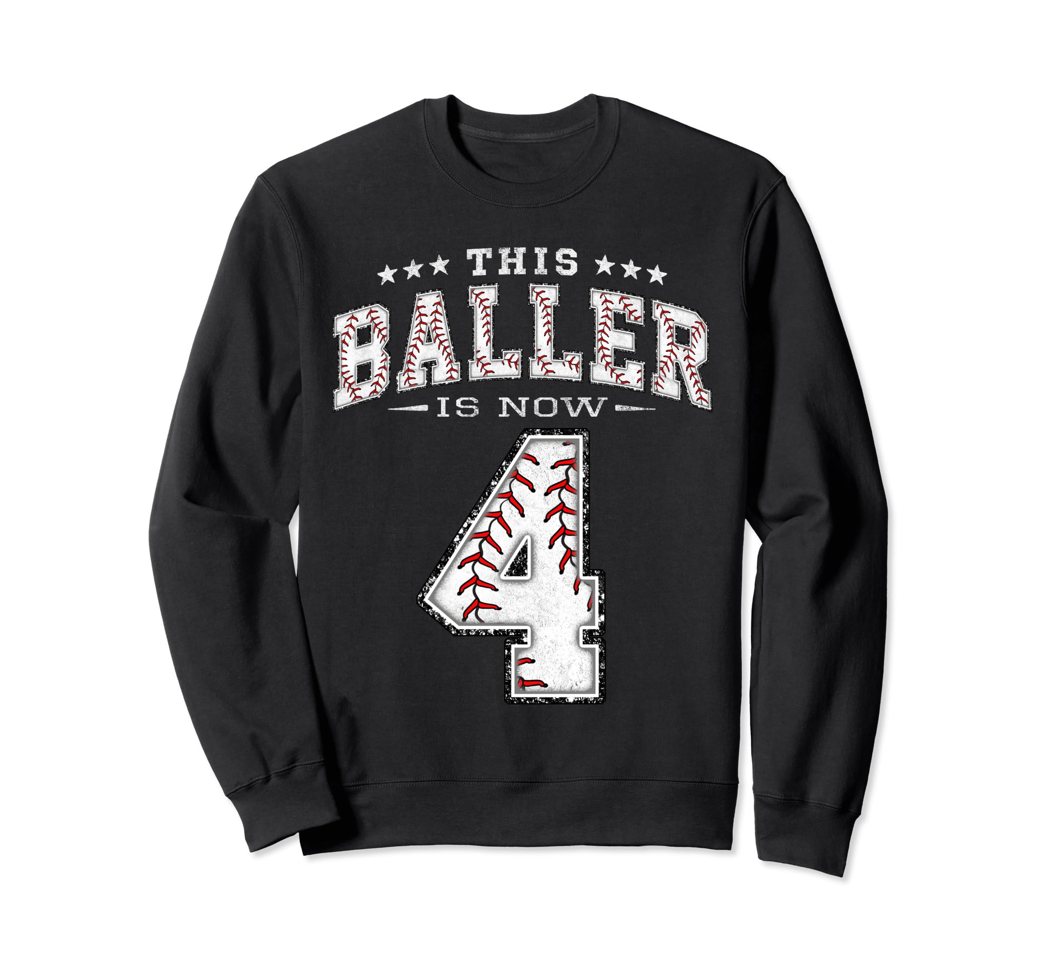 4 Years Old Birthday Baseball Sweatshirt - Aesthetic Graphic for Adults - T-Shirt, Sweatshirt, Hoodie