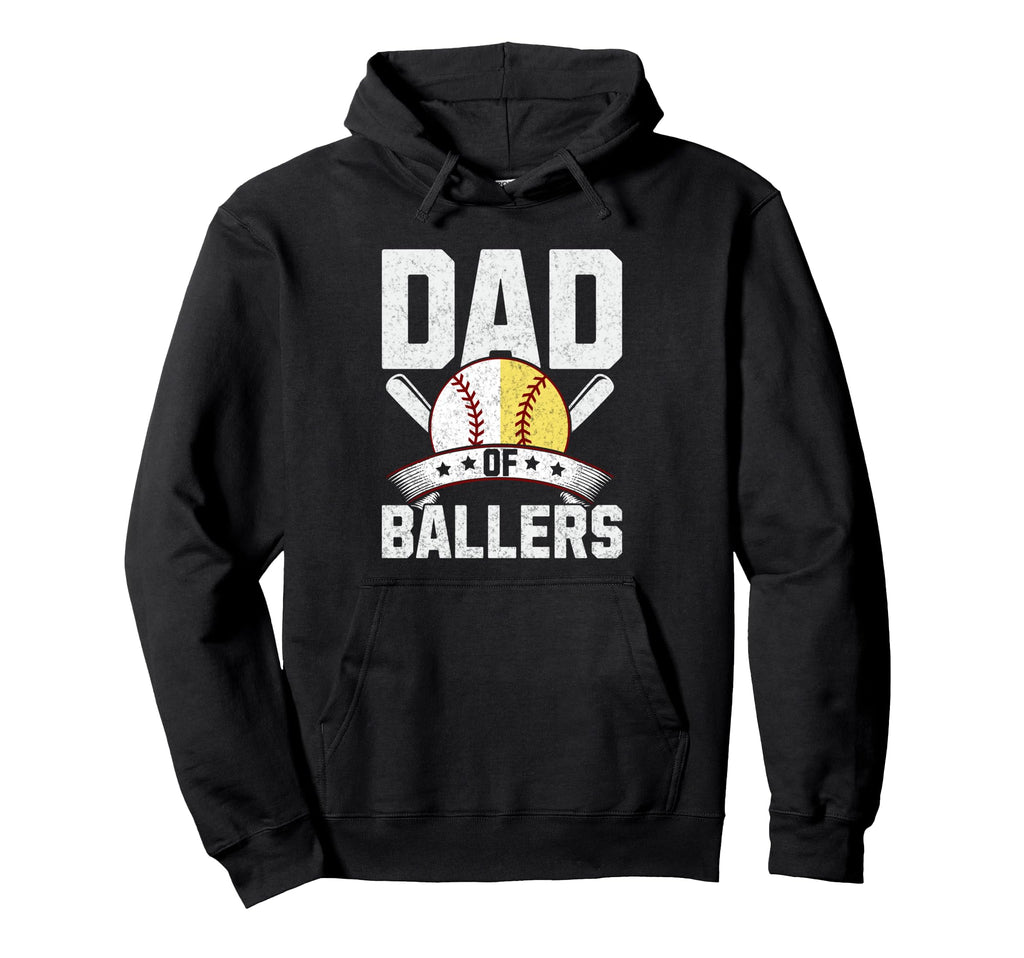 Dad Ballers Funny Baseball Softball Dad Hoodie - Fun Novelty Design Unisex - T-Shirt, Sweatshirt, Hoodie