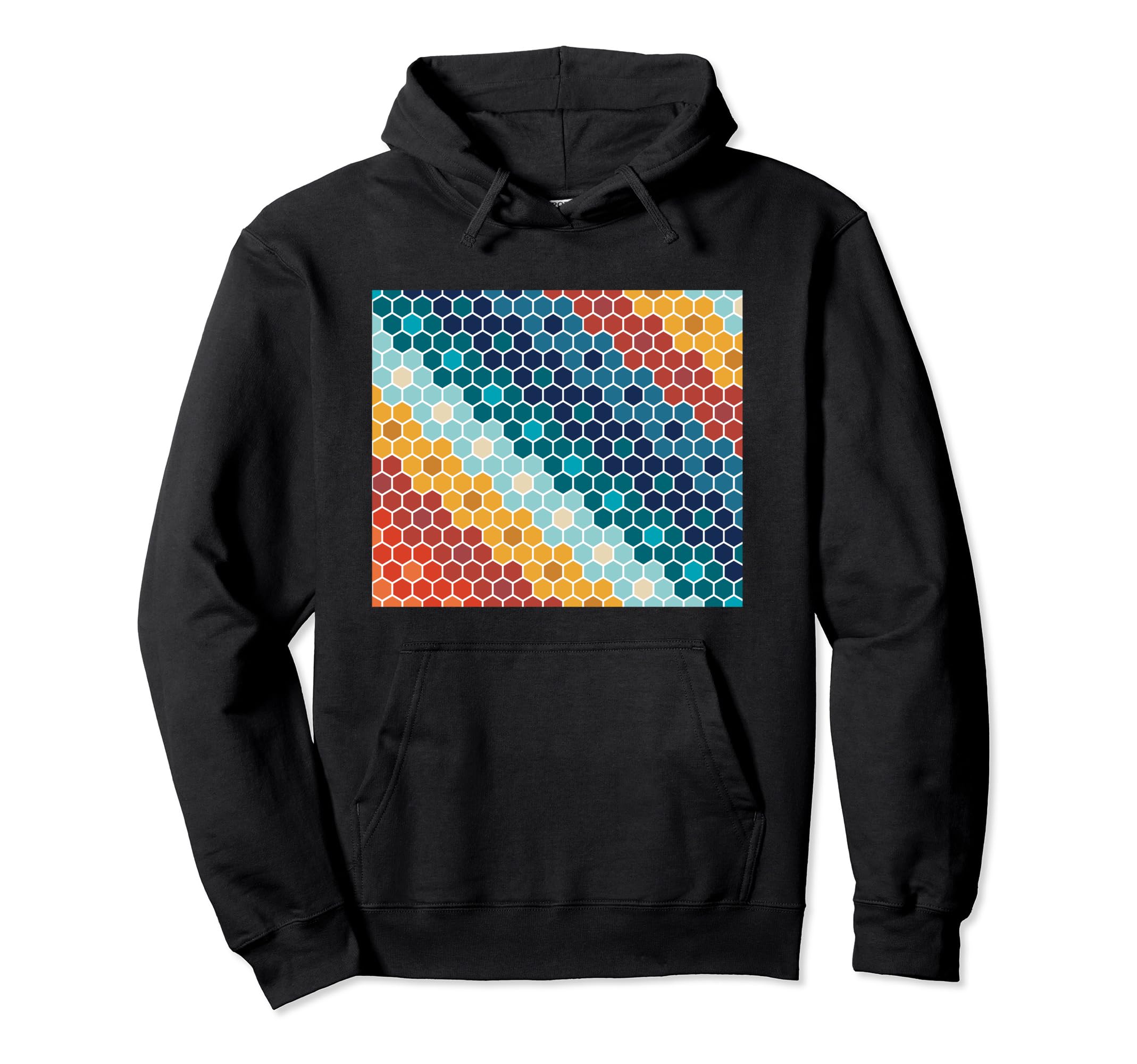 Colorful Floral Mosaic Hexagon Pattern Hoodie - Graphic Print Unisex - T-Shirt, Sweatshirt, Hoodie