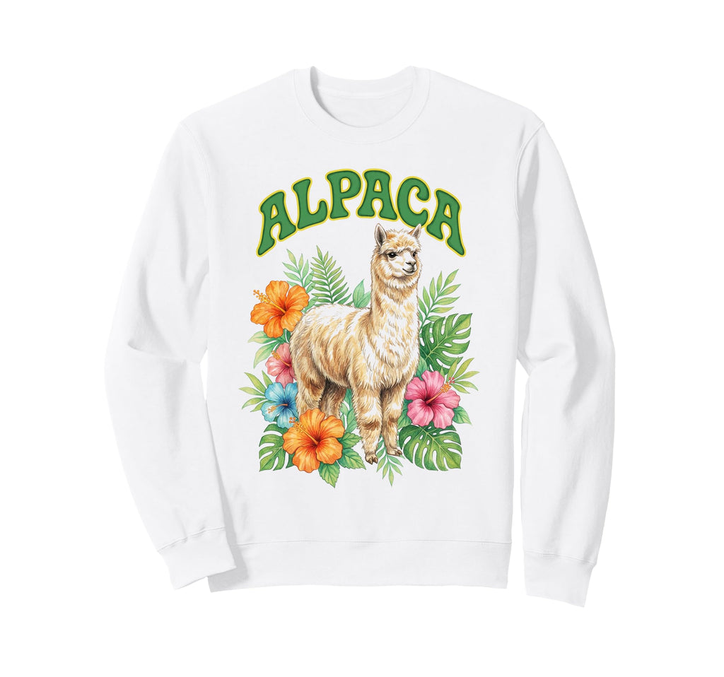 Alpaca Groovy Floral Alpaca Sweatshirt - Novelty Apparel for Adults - T-Shirt, Sweatshirt, Hoodie
