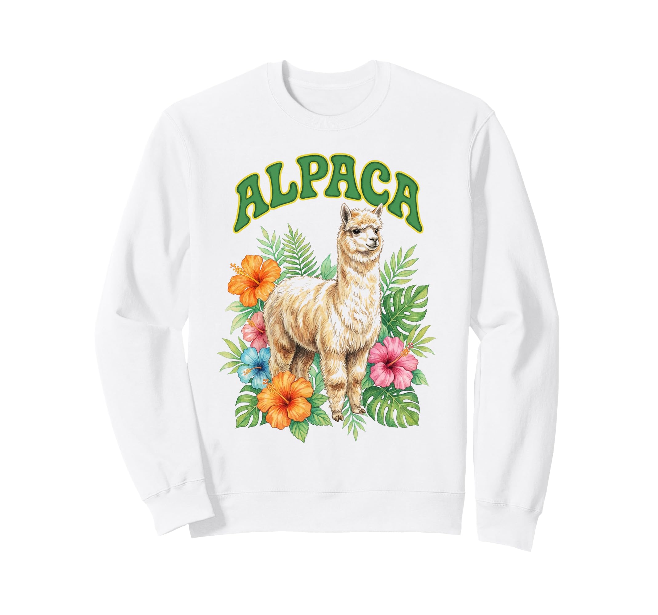 Alpaca Groovy Floral Alpaca Sweatshirt - Novelty Apparel for Adults - T-Shirt, Sweatshirt, Hoodie