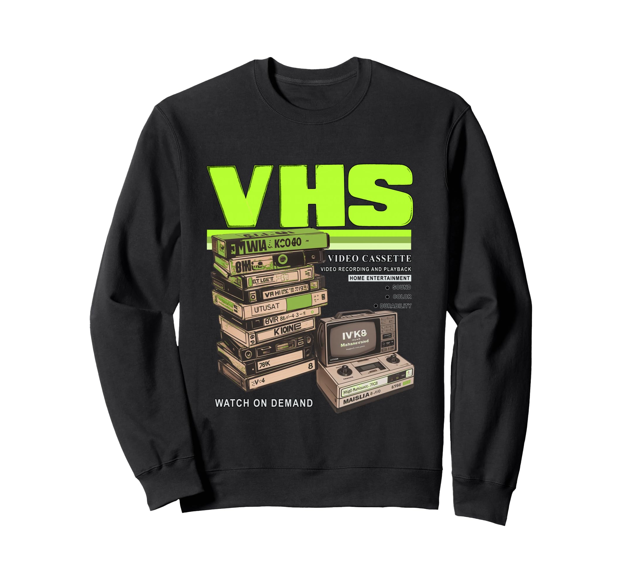 Green Vhs And Chill Green Color Sweatshirt - Custom Art Print for Adults - T-Shirt, Sweatshirt, Hoodie