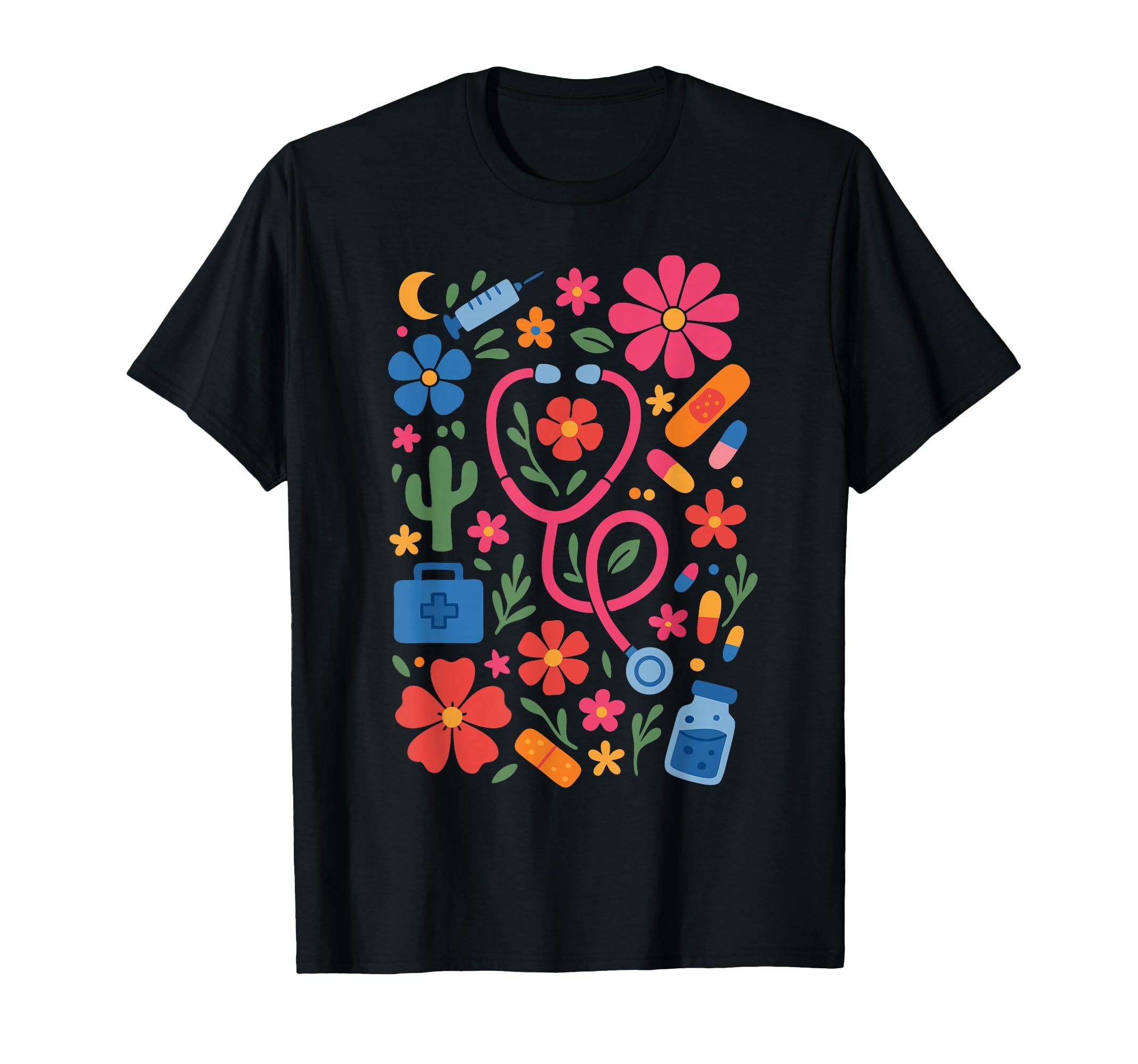 Boho Floral Nurse Doctor Stethoscope Rn T-Shirt - Unique Graphic Men Women - T-Shirt, Sweatshirt, Hoodie