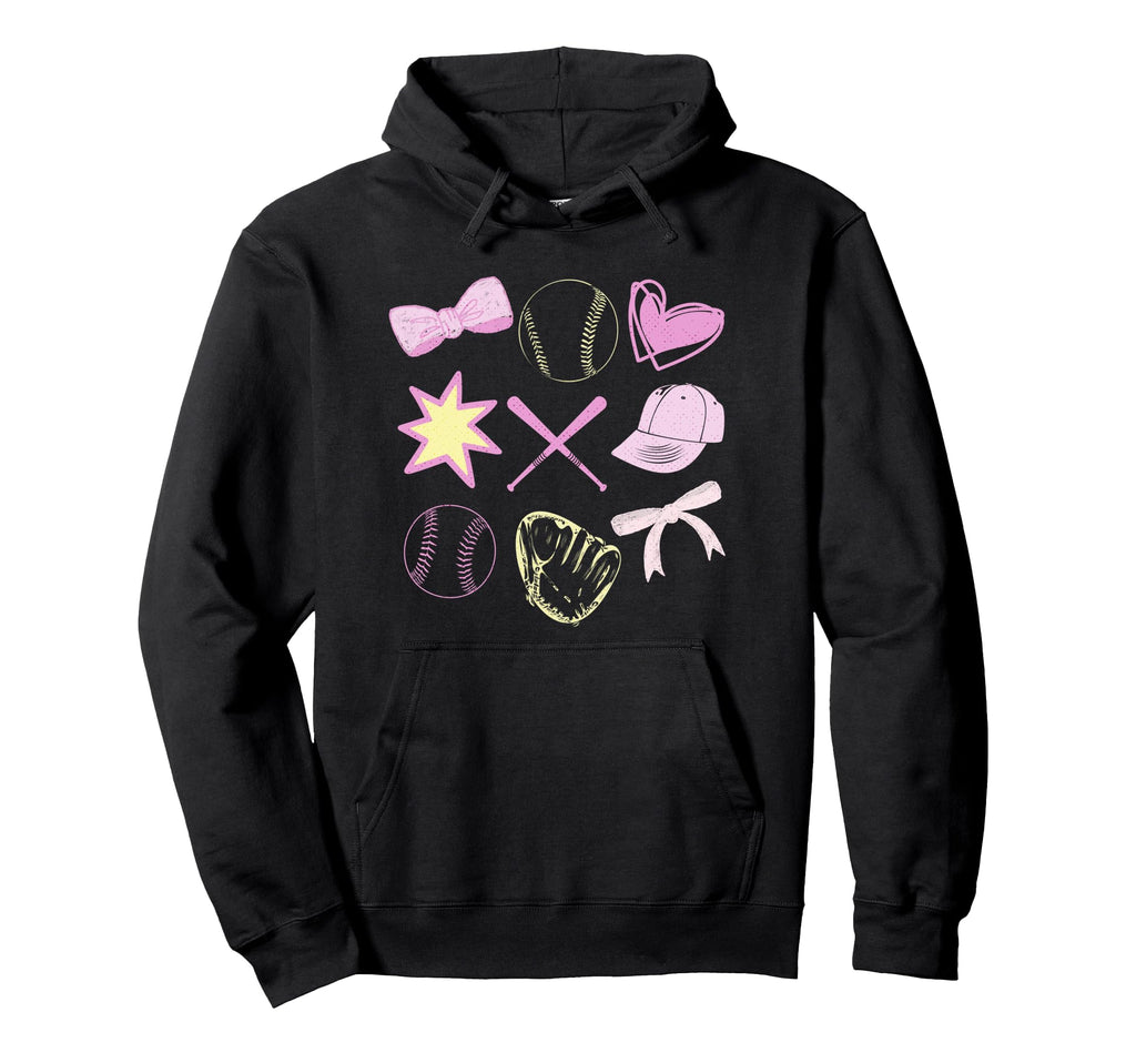Baseball Mom Coquette Bow Mothers Day Hoodie - Minimalist Print for Adults - T-Shirt, Sweatshirt, Hoodie