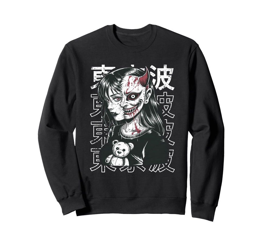 Japanese Goth Hannya Oni Mask Japan Sweatshirt - Novelty Apparel Unisex - T-Shirt, Sweatshirt, Hoodie