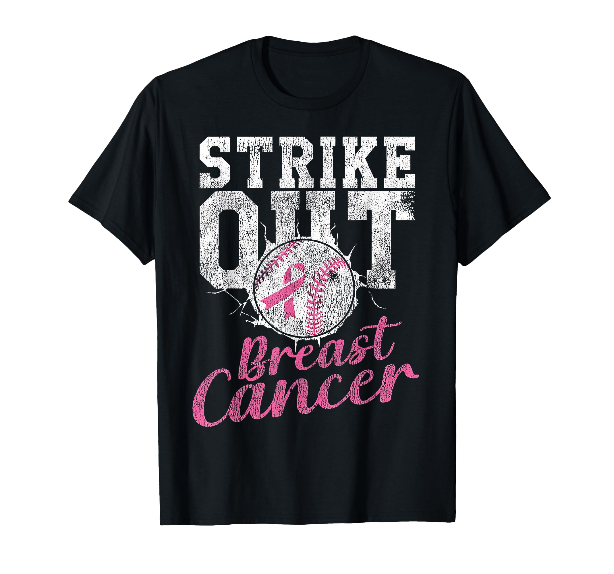 Strike Out Breast Cancer Baseball T-Shirt - Fun Novelty Design Men Women - T-Shirt, Sweatshirt, Hoodie