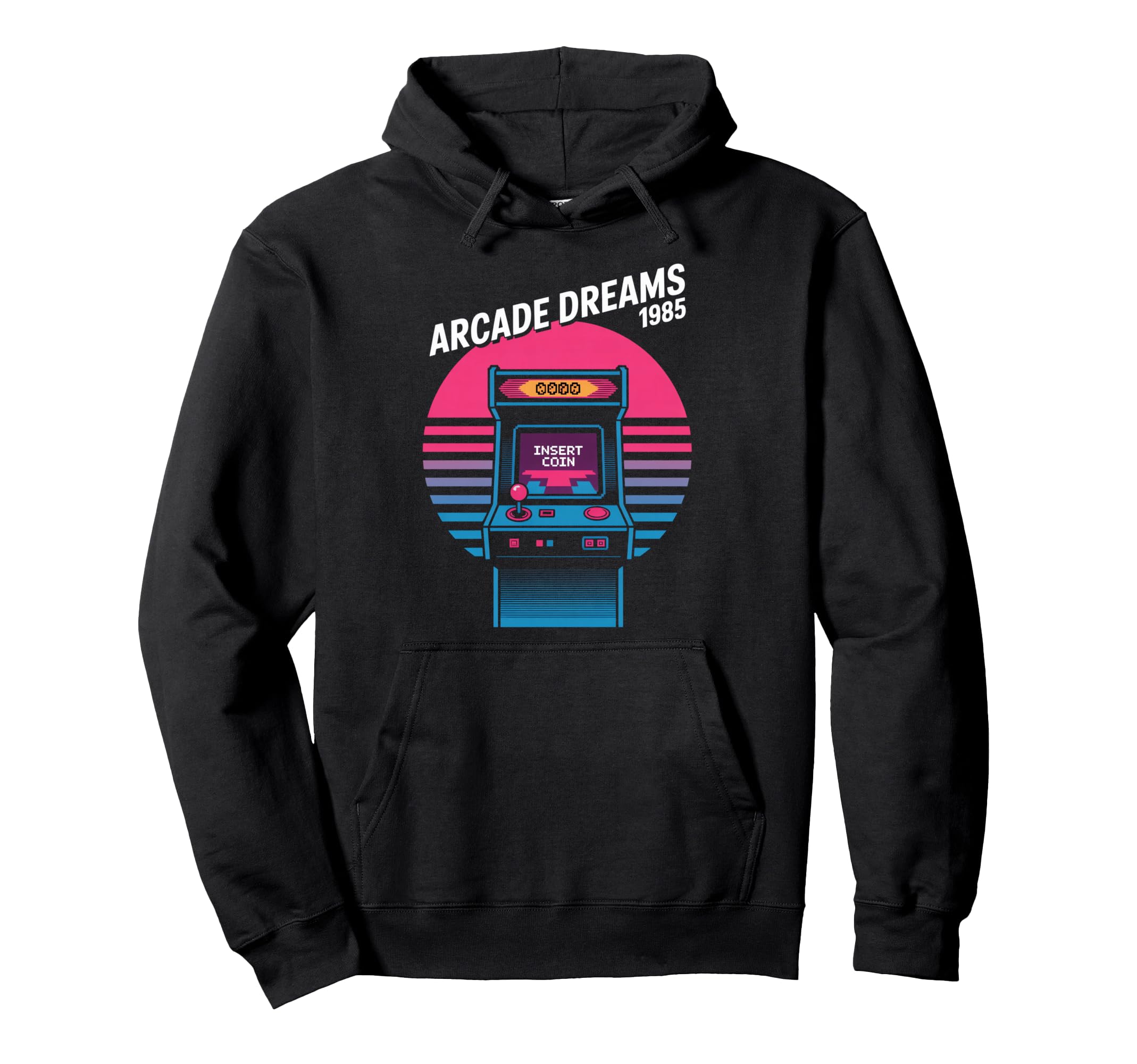 Arcade Dreams 1985 Insert Coin Hoodie - Fun Novelty Design for Adults - T-Shirt, Sweatshirt, Hoodie