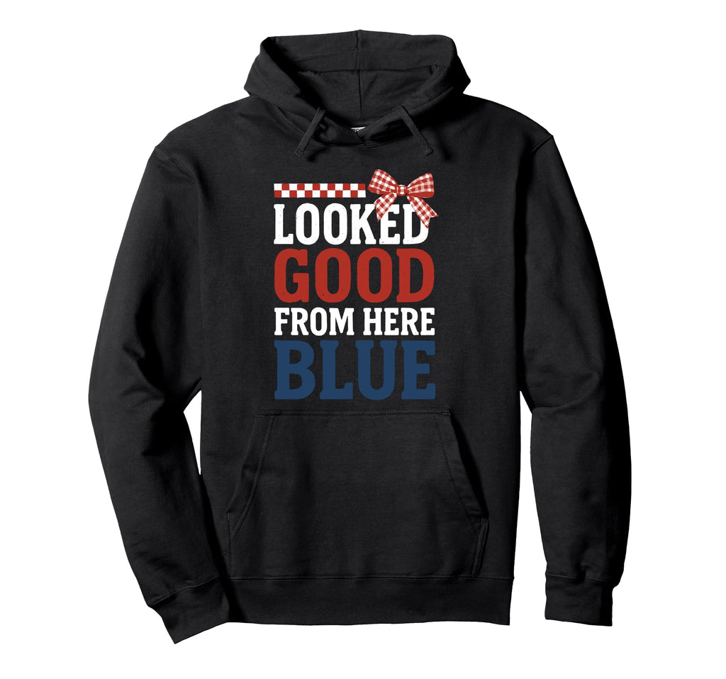 Looked Good From Here Blue Softball Hoodie - Custom Art Print for Adults - T-Shirt, Sweatshirt, Hoodie