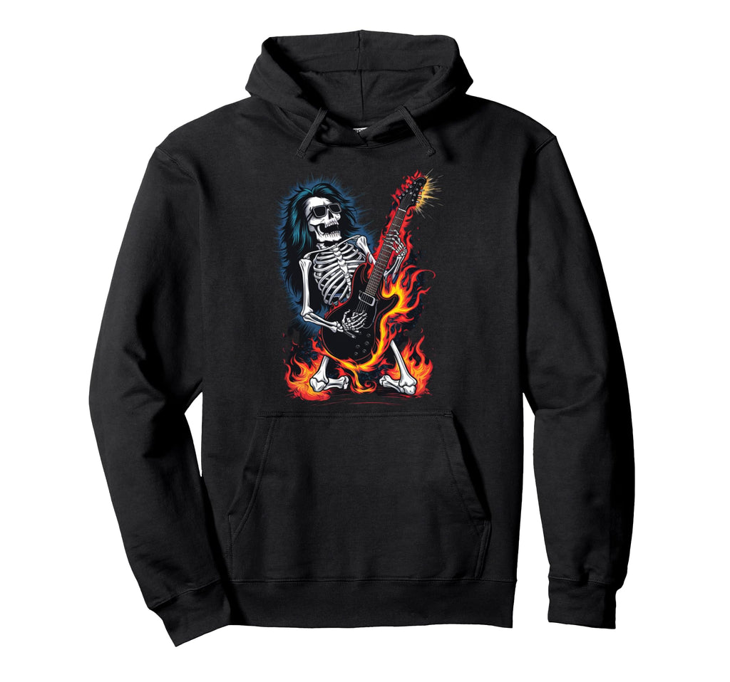 Skeleton Playing Guitar Rock And Hoodie - Casual Everyday Wear for Adults - T-Shirt, Sweatshirt, Hoodie
