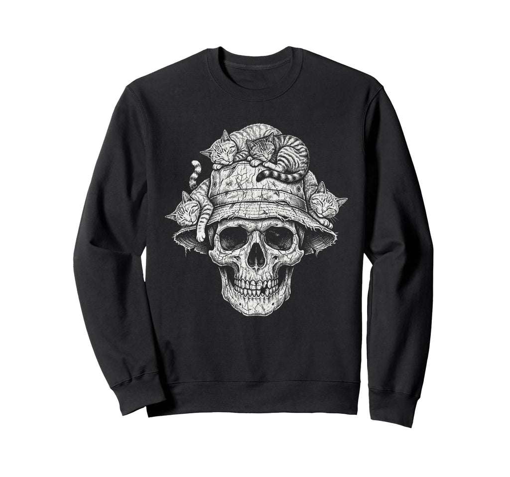 Skull Cat Skeleton Kitty Kitten Sweatshirt - Custom Art Print Unisex - T-Shirt, Sweatshirt, Hoodie