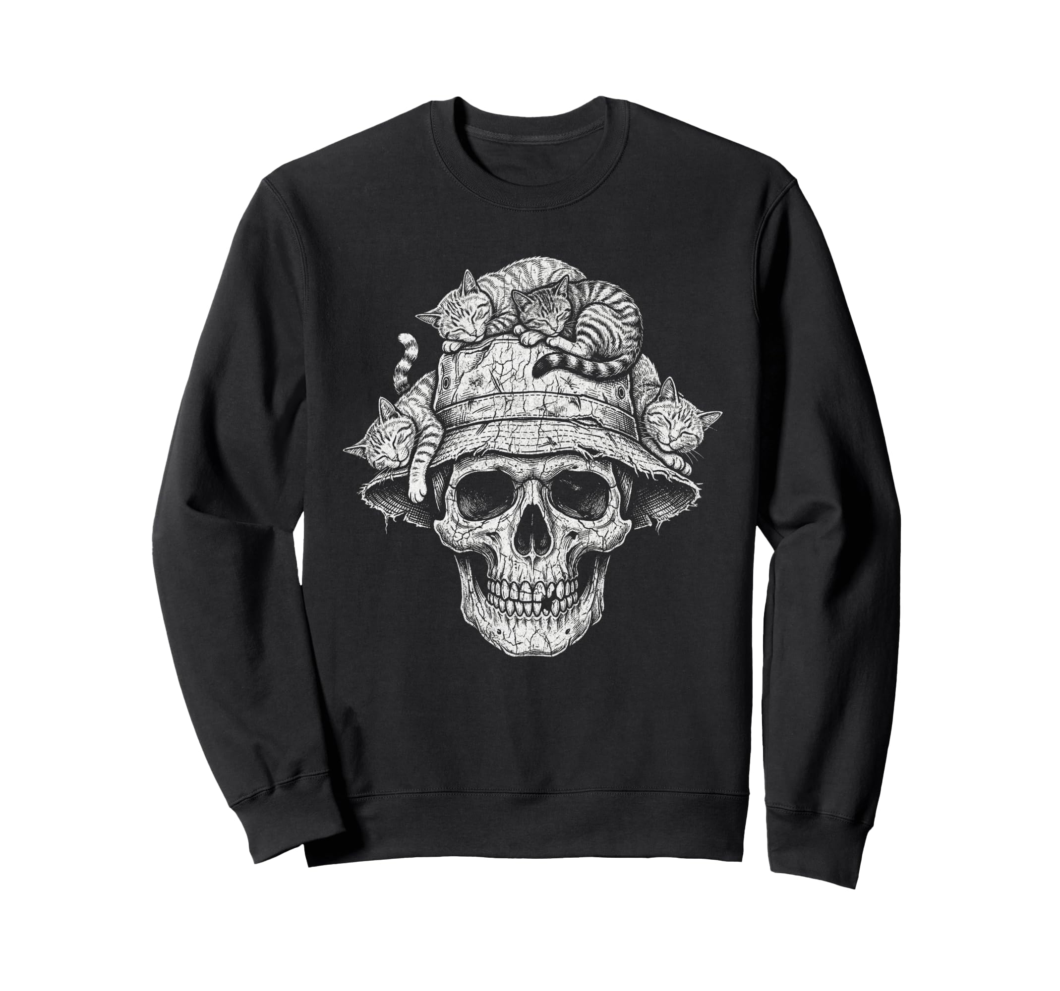 Skull Cat Skeleton Kitty Kitten Sweatshirt - Custom Art Print Unisex - T-Shirt, Sweatshirt, Hoodie