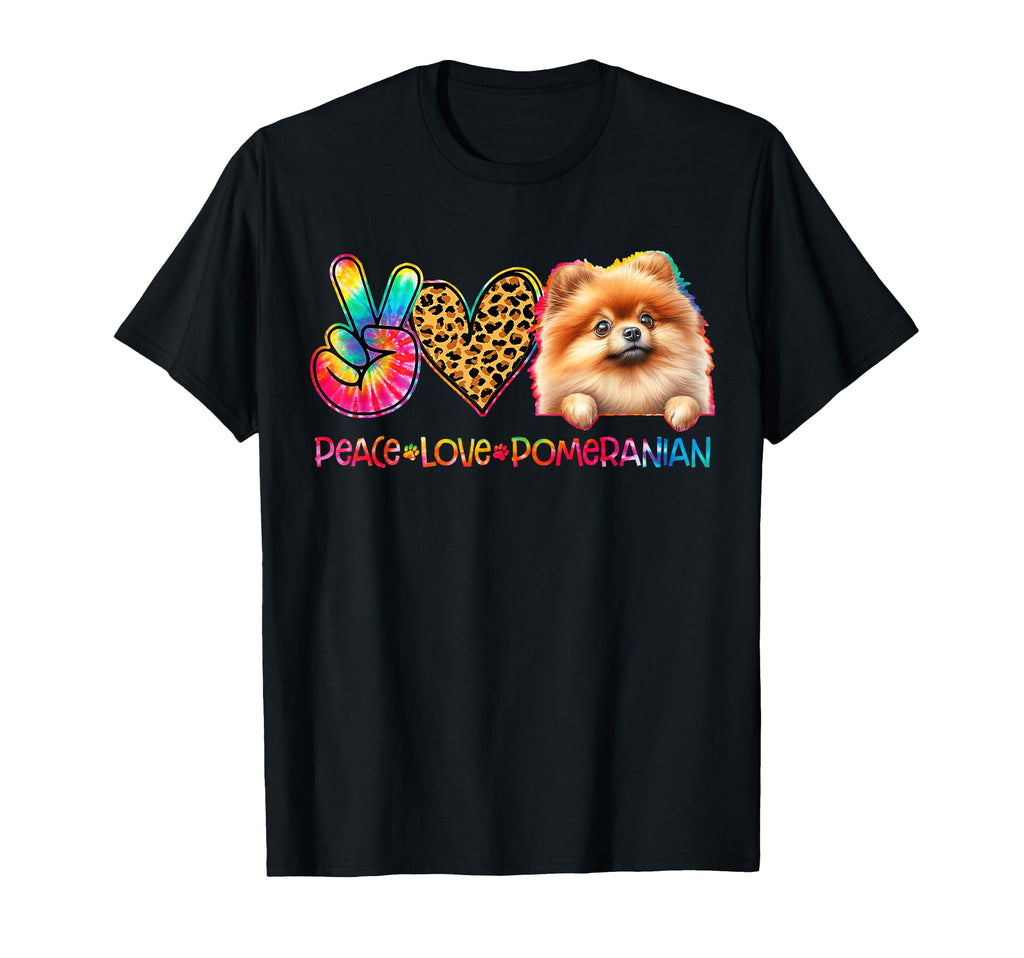 Peace Love Pomeranian Tie Dye Dog Lover T-Shirt - Trendy Graphic Men Women - T-Shirt, Sweatshirt, Hoodie