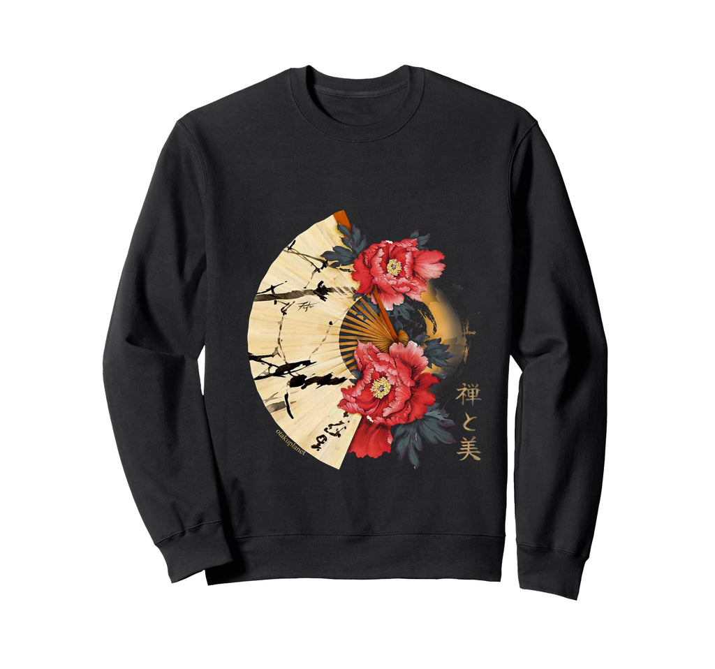 Japanese Peony Flower Grunge Sweatshirt - Fun Novelty Design Men Women - T-Shirt, Sweatshirt, Hoodie