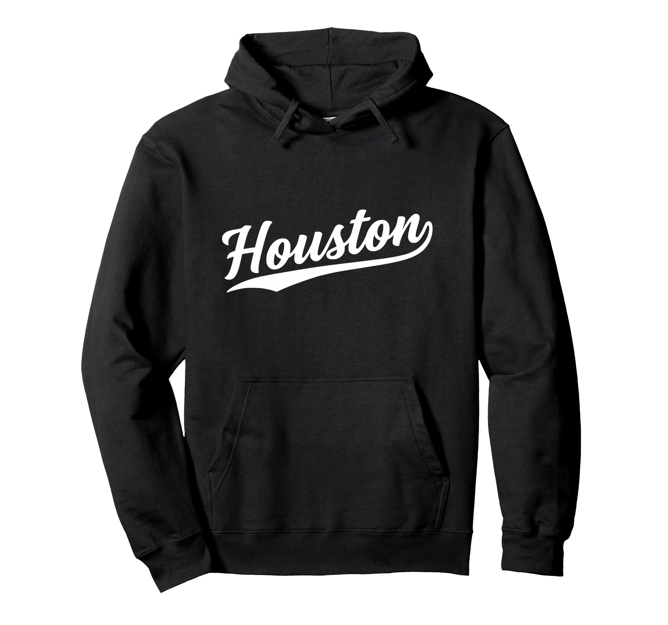 Houston Texas Script 1970S White Text Hoodie - Unique Graphic Men Women - T-Shirt, Sweatshirt, Hoodie