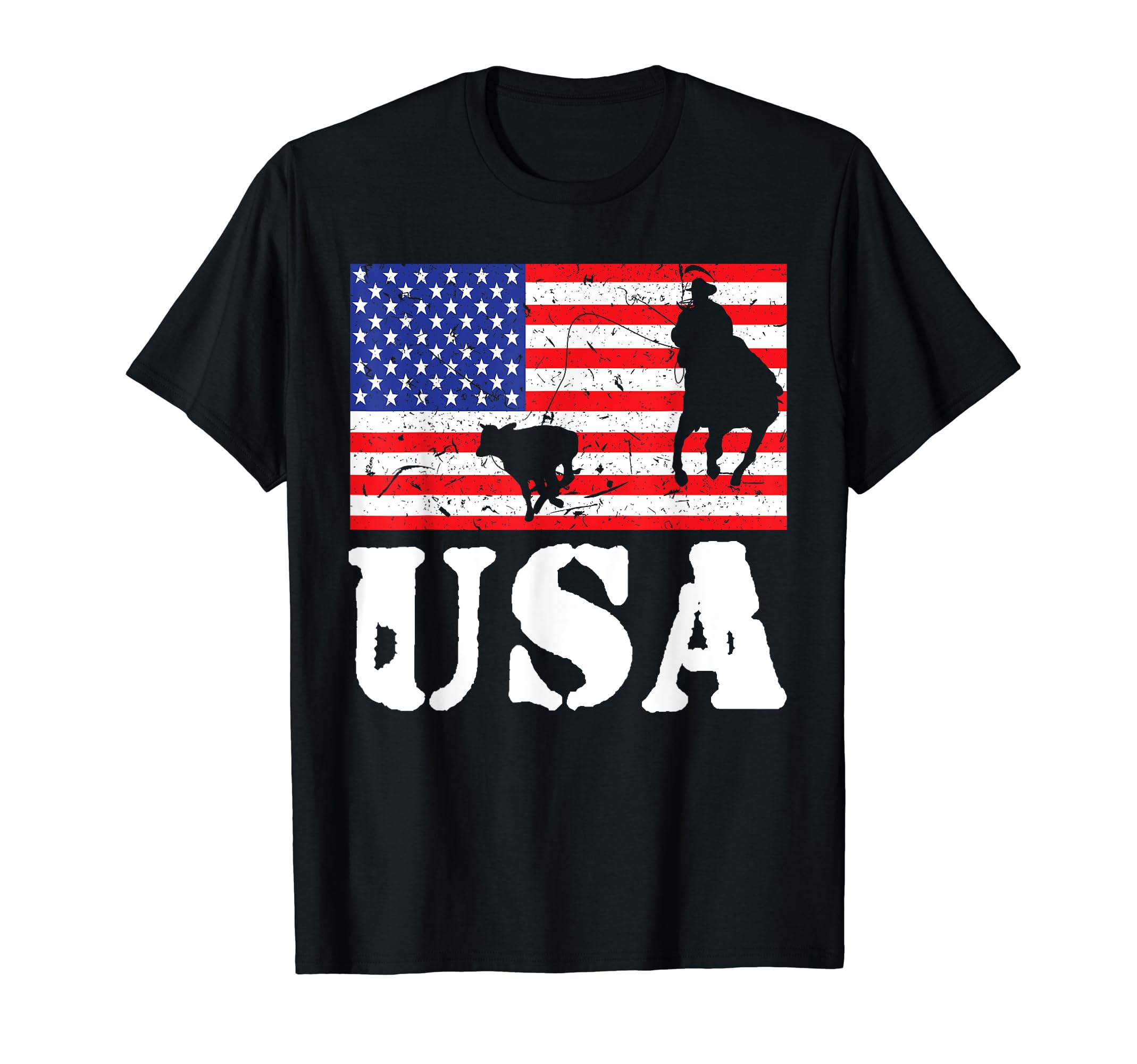 Distressed Roping Usa American Flag T-Shirt - Streetwear Style Men Women - T-Shirt, Sweatshirt, Hoodie