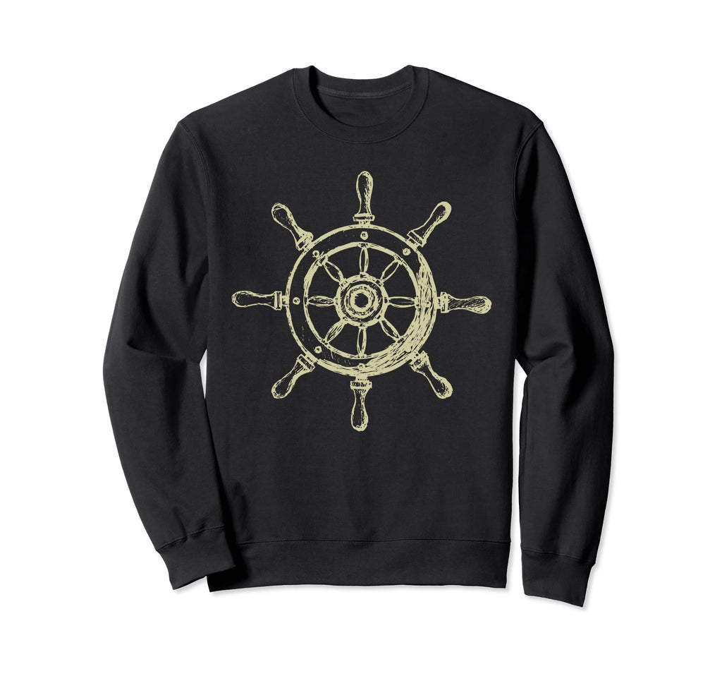 Distressed Pirate Ship Wheel Sweatshirt - Minimalist Print Men Women - T-Shirt, Sweatshirt, Hoodie