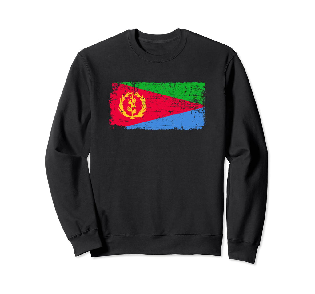 Eritrea Flag Distressed Sweatshirt - Unique Graphic Unisex - T-Shirt, Sweatshirt, Hoodie