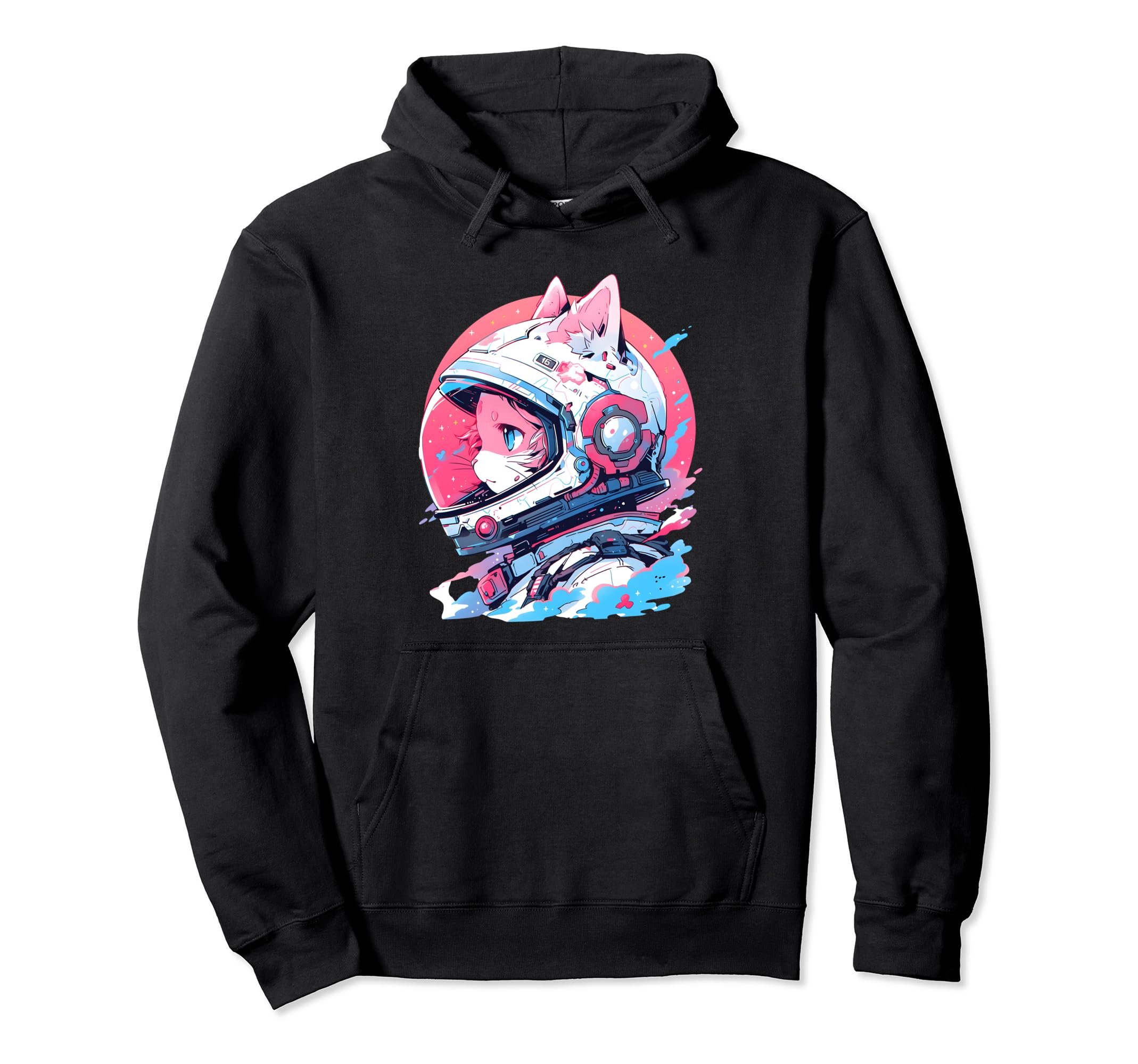 80S 90S Aesthetic Vaporwave Space Cat Hoodie - Trendy Graphic Unisex - T-Shirt, Sweatshirt, Hoodie