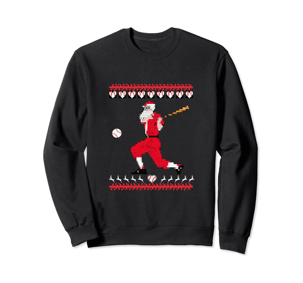Baseball Pitcher Catcher Holiday Santa Sweatshirt - Graphic Print Unisex - T-Shirt, Sweatshirt, Hoodie