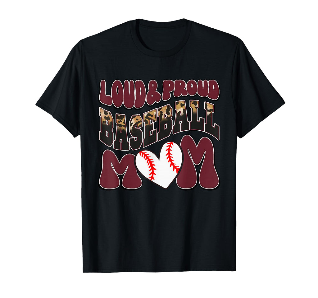 Loud Proud Baseball Mom Maroon Team T-Shirt - Minimalist Print Men Women - T-Shirt, Sweatshirt, Hoodie