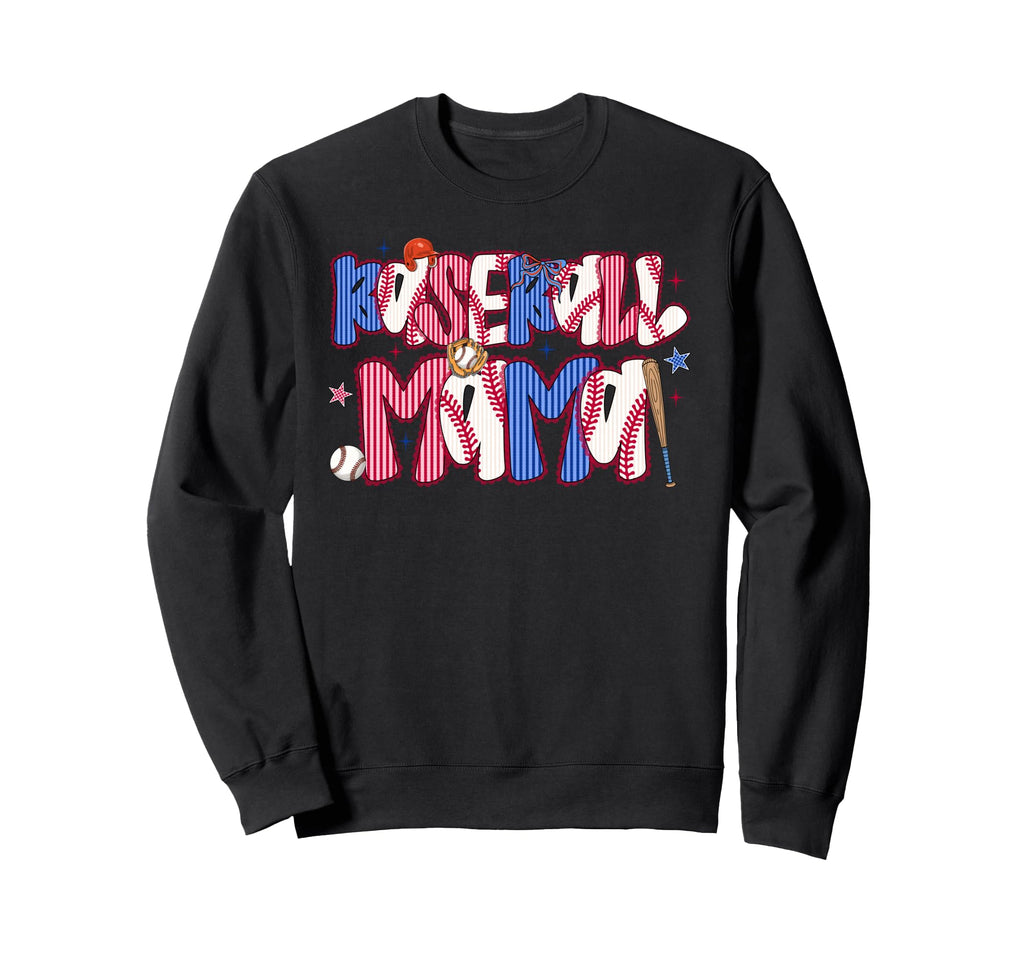 Baseball Mama Bow Lace Mothers Day Sweatshirt - Graphic Print Men Women - T-Shirt, Sweatshirt, Hoodie