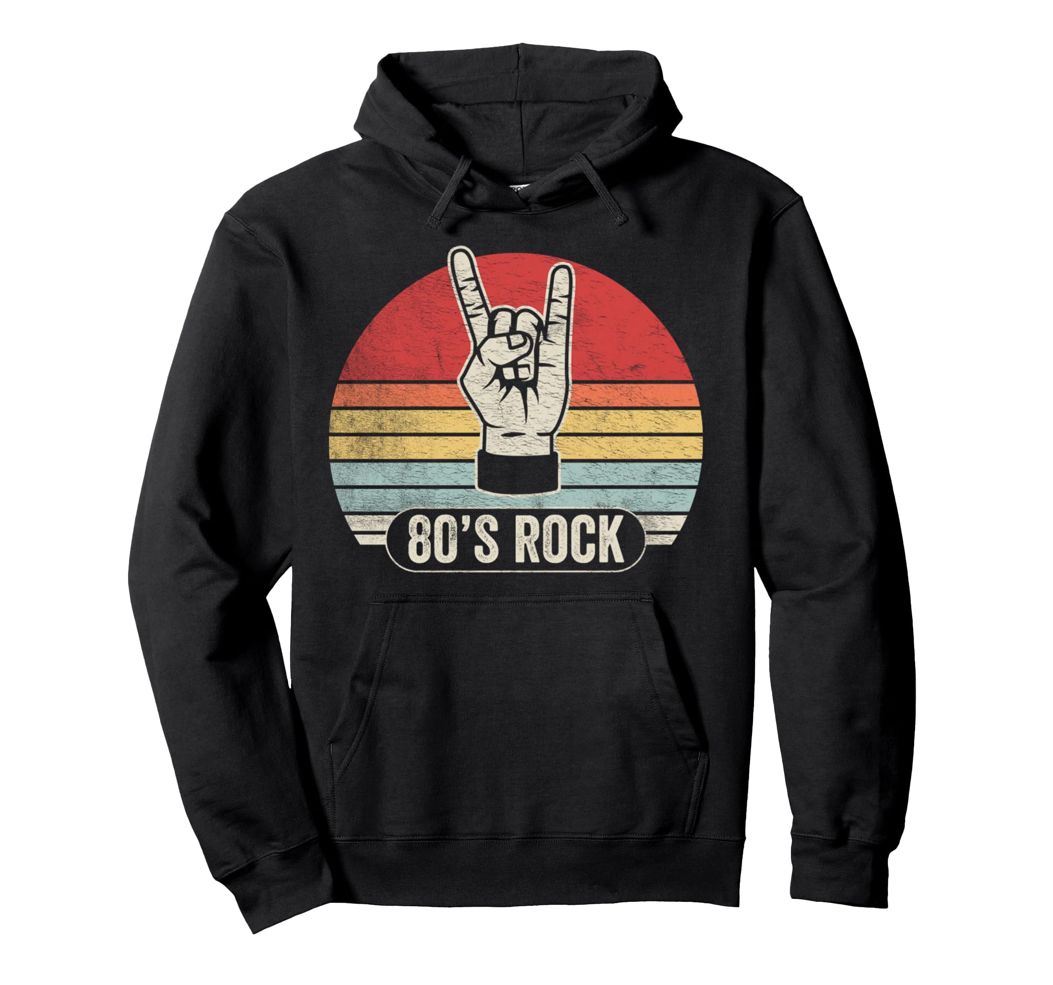 80S Rock Vibe Hand Symbol Hoodie - Unique Graphic Unisex - T-Shirt, Sweatshirt, Hoodie