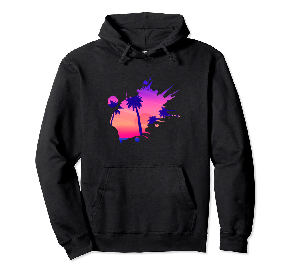 Vaporwave Aesthetic Great Wave Beach Hoodie - Fun Novelty Design Men Women - T-Shirt, Sweatshirt, Hoodie