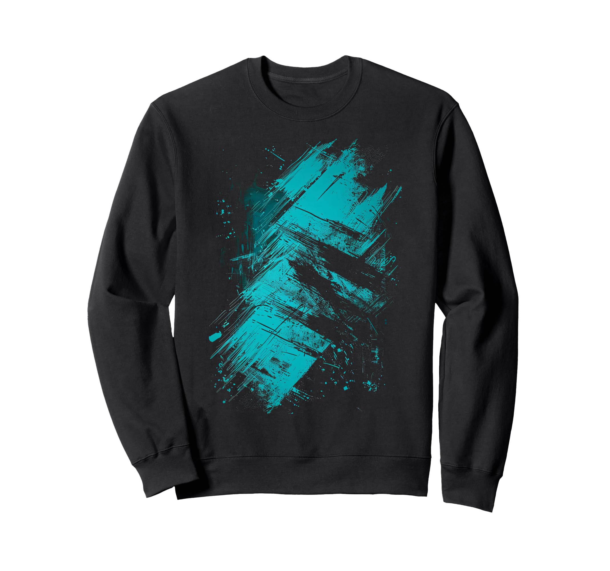 Teal And Black Grunge Sweatshirt - Graphic Print Unisex - T-Shirt, Sweatshirt, Hoodie