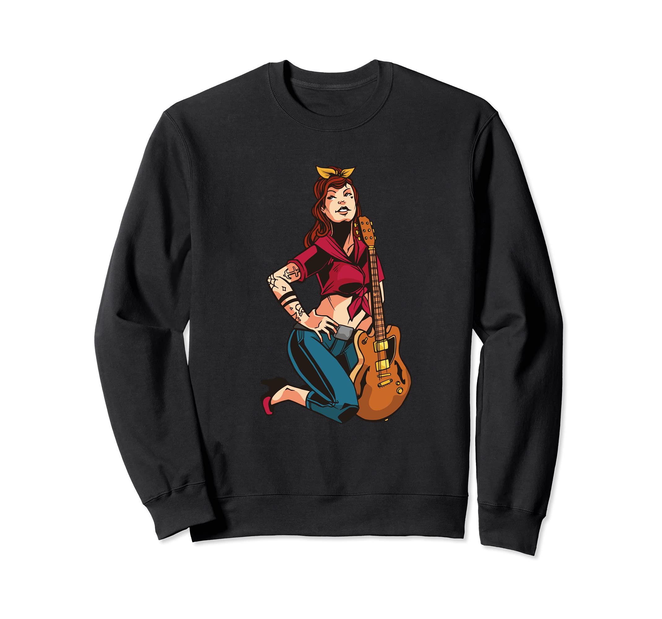 Rock And Roll Pin Up Sweatshirt - Minimalist Print for Adults - T-Shirt, Sweatshirt, Hoodie