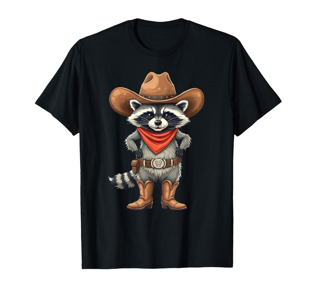 Raccoon Cowboy Cowgirl Western Country T-Shirt - Graphic Print Unisex - T-Shirt, Sweatshirt, Hoodie