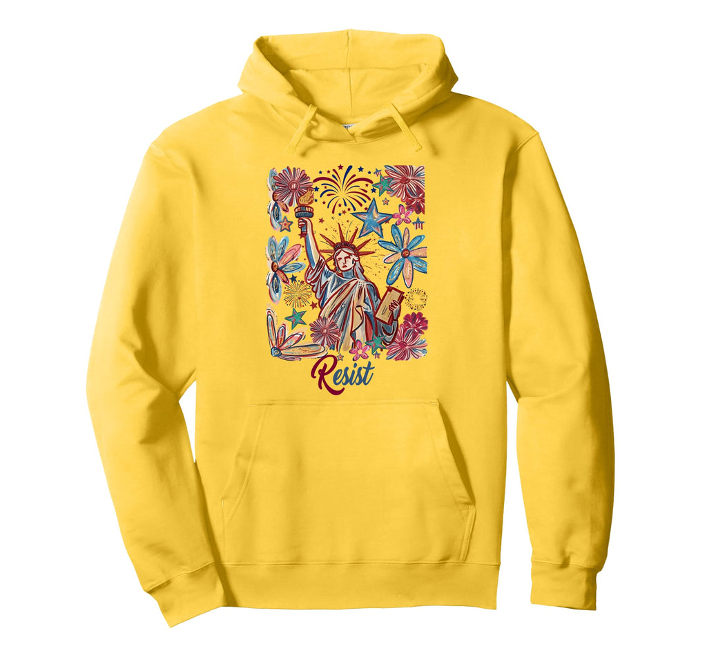 Resist State Liberty Floral Boho America Hoodie - Minimalist Print Unisex - T-Shirt, Sweatshirt, Hoodie