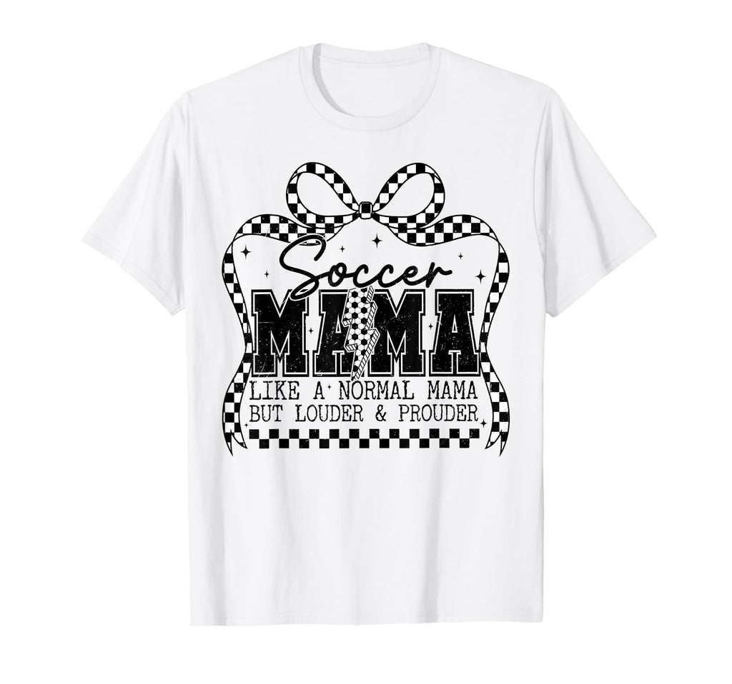 Soccer Mama Bow Game Day Coquette T-Shirt - Novelty Apparel for Adults - T-Shirt, Sweatshirt, Hoodie