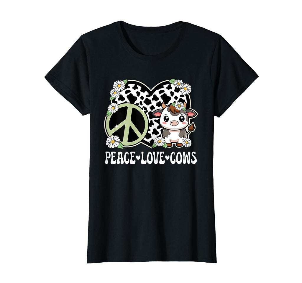 Peace Love Cows Cow Cow Cow Lover Cow T-Shirt - Aesthetic Graphic Men Women - T-Shirt, Sweatshirt, Hoodie